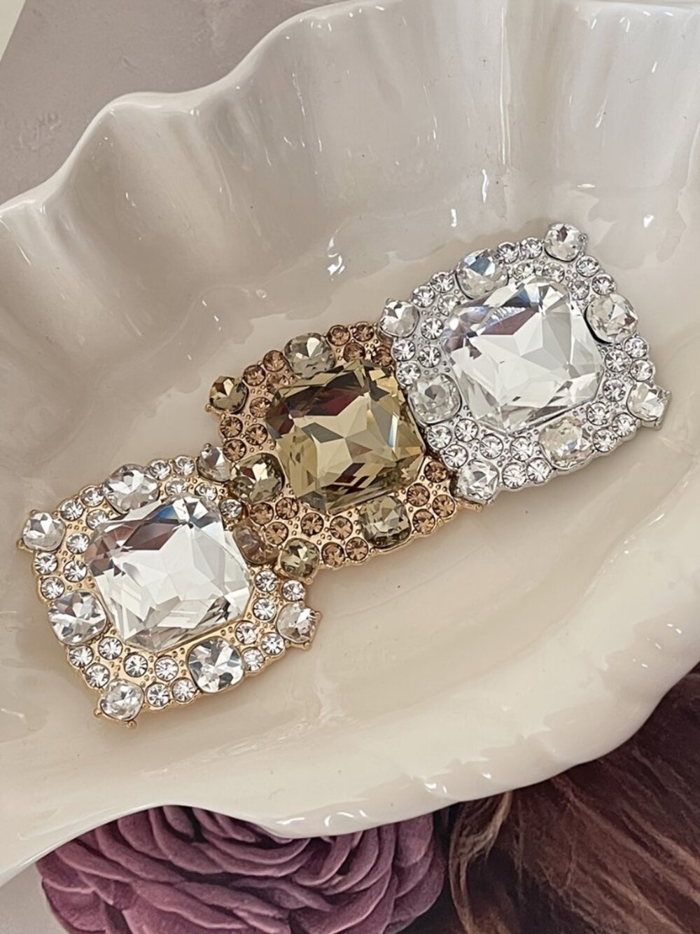 Crystal Statement Button Cover Set (2PCS) – Oversized Rhinestone Blouse - Picture 6 of 8